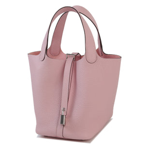 HERMÈS Picotin 18 Lock PM Rose Sakura Clemence Palladium hardware