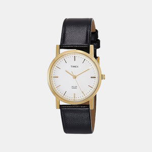 Classics Men Quartz White Dial Analog Leather Watch A300