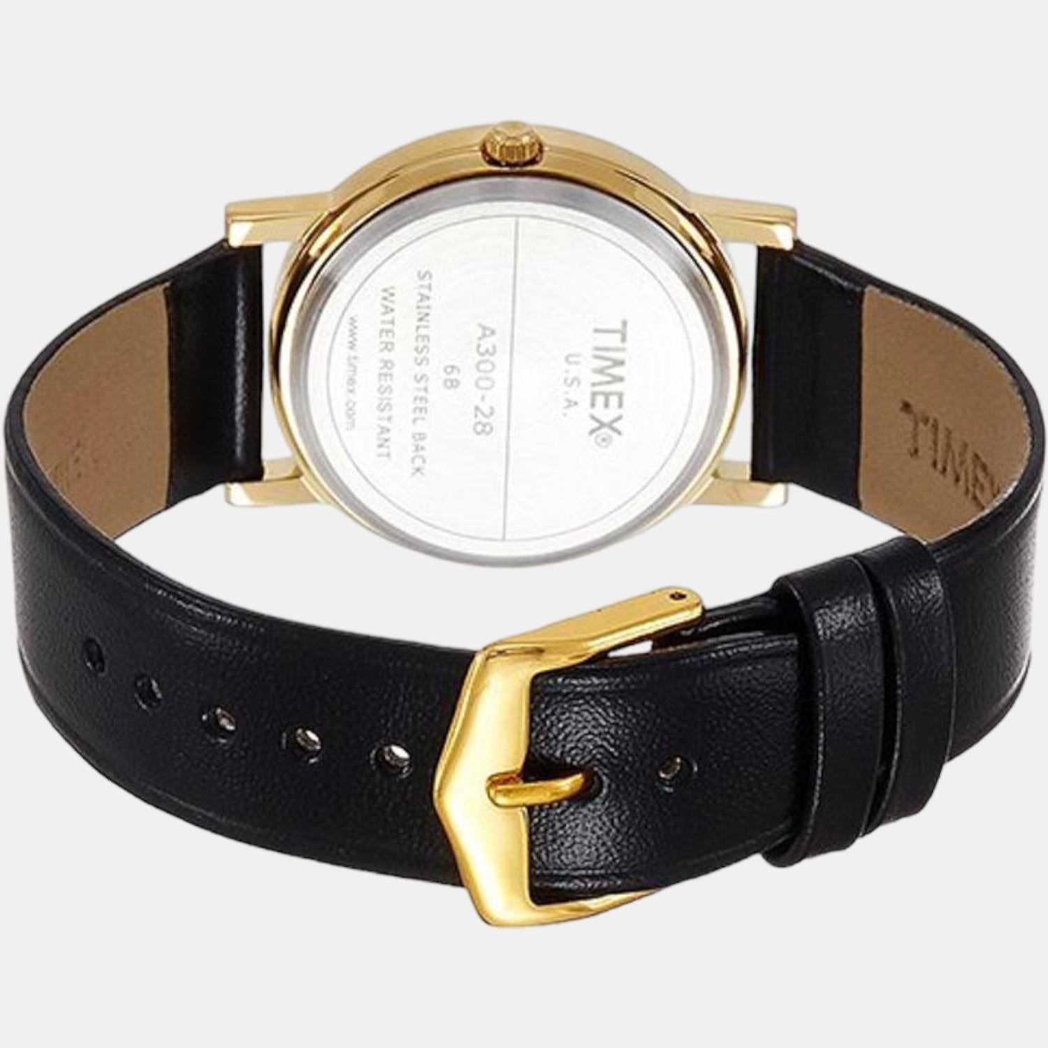 Classics Men Quartz White Dial Analog Leather Watch A300