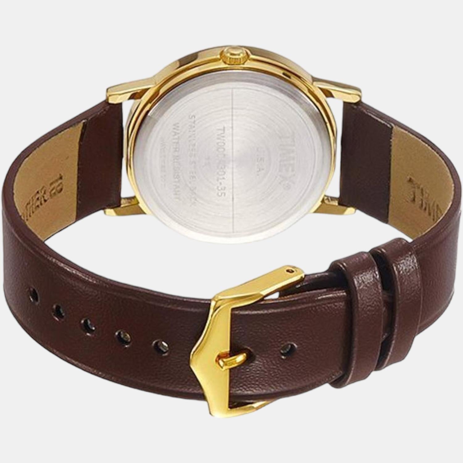Classics Men Quartz Champagne Dial Analog Leather Watch A301