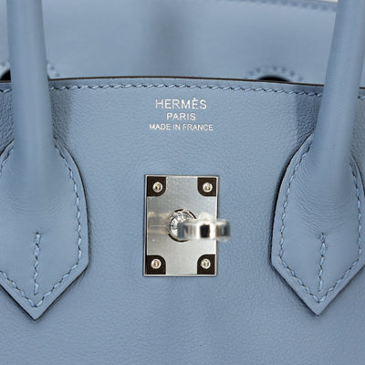 HERMÈS Birkin 25 Bleu Lin Swift Palladium hardware