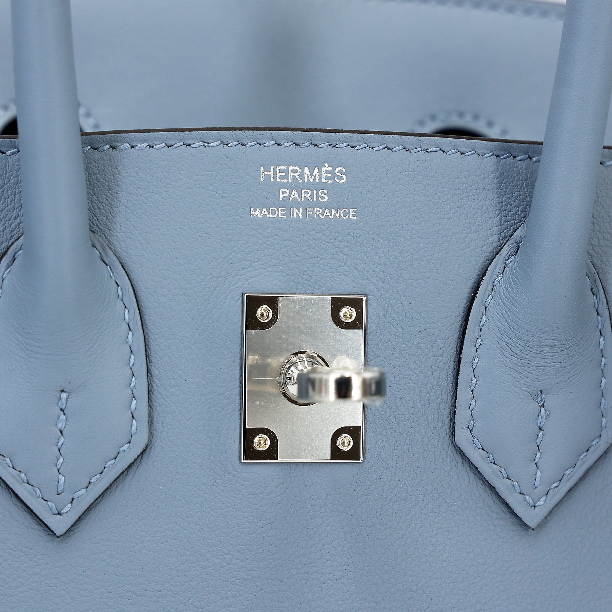 HERMÈS Birkin 25 Bleu Lin Swift Palladium hardware