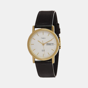 Classics Men Quartz White Dial Analog Leather Watch A500