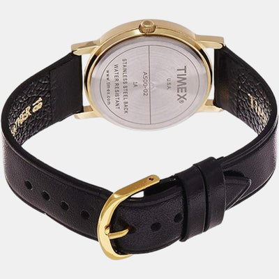 Classics Men Quartz White Dial Analog Leather Watch A500