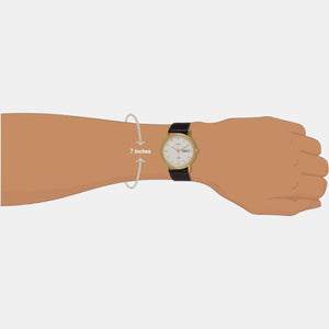 Classics Men Quartz White Dial Analog Leather Watch A500