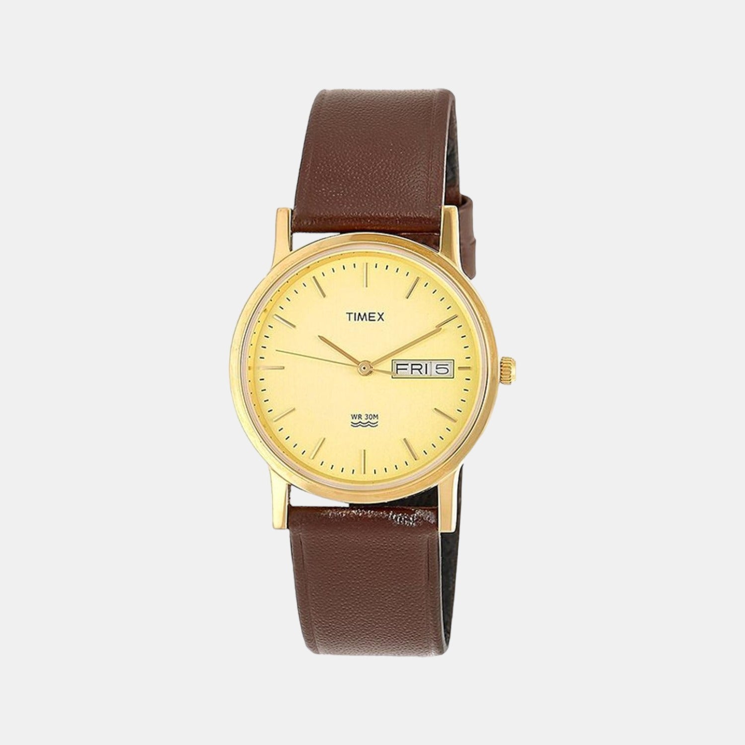 Classics Men Quartz Yellow Dial Analog Leather Watch A501