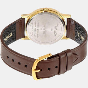 Classics Men Quartz Yellow Dial Analog Leather Watch A501