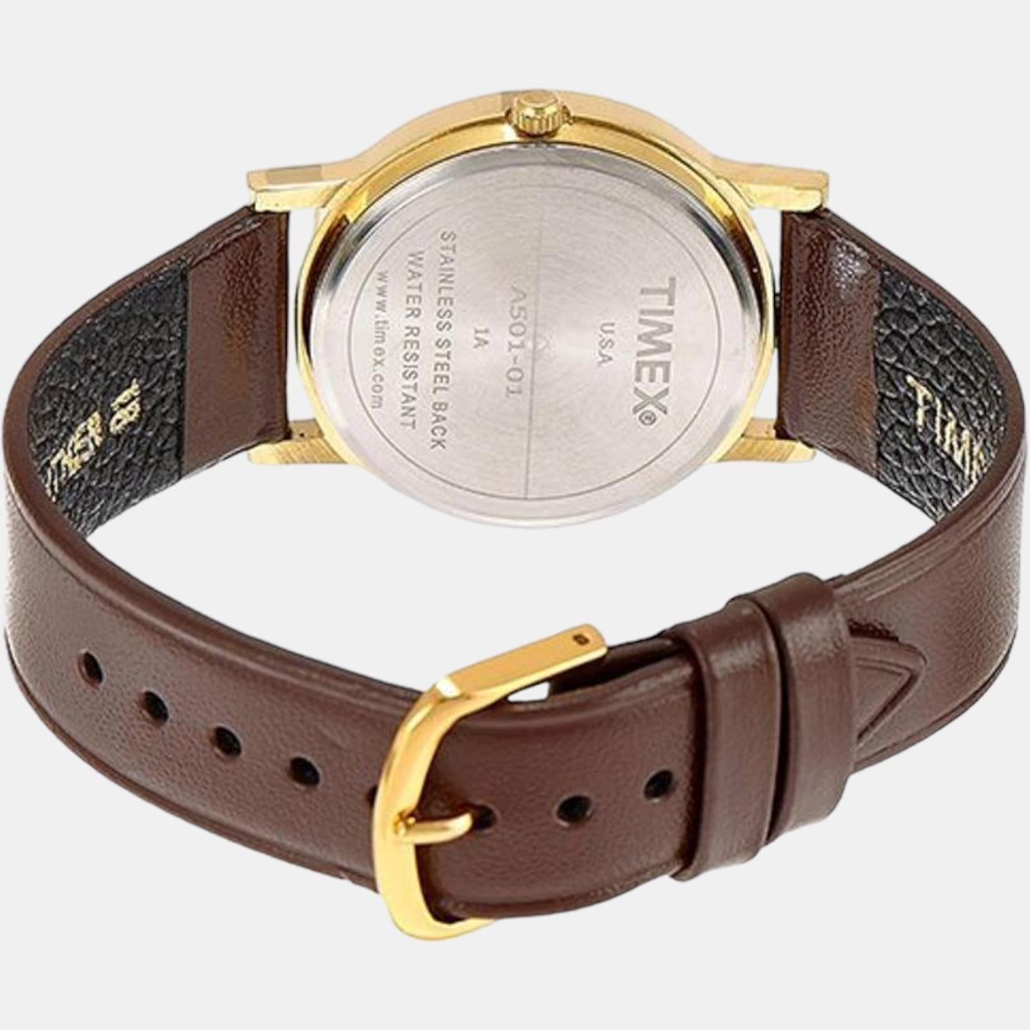 Classics Men Quartz Yellow Dial Analog Leather Watch A501
