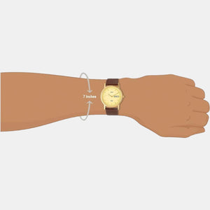 Classics Men Quartz Yellow Dial Analog Leather Watch A501
