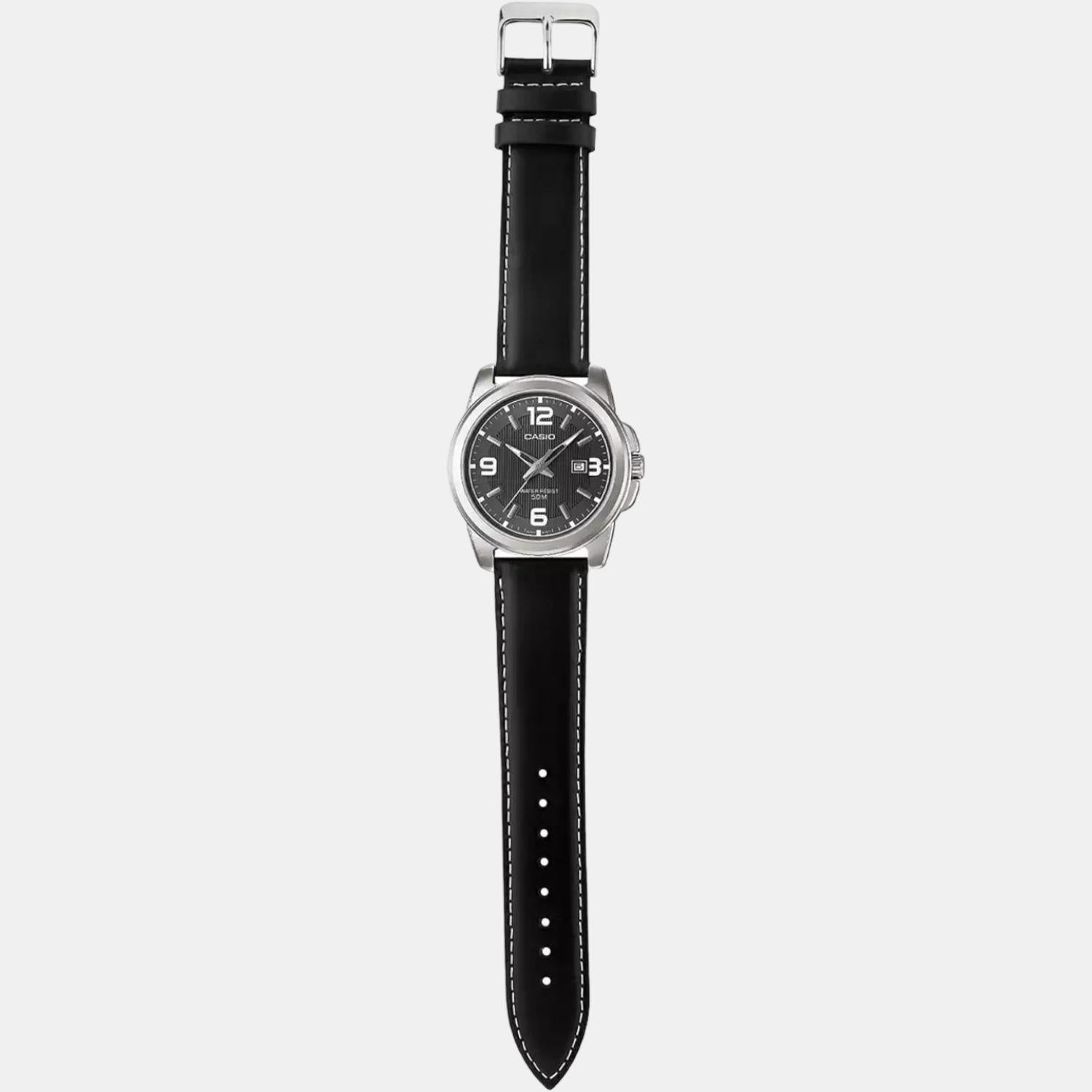 Enticer Men Quartz Black Dial Analog Leather Watch A554