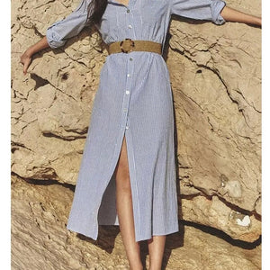 Jamie Luxe Striped Shirt Dress with Belt