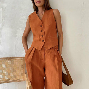 Hodor Statement Linen Vest Suit with Pants