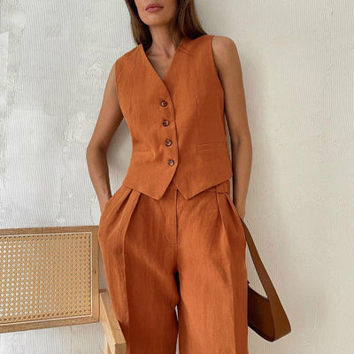 Hodor Statement Linen Vest Suit with Pants