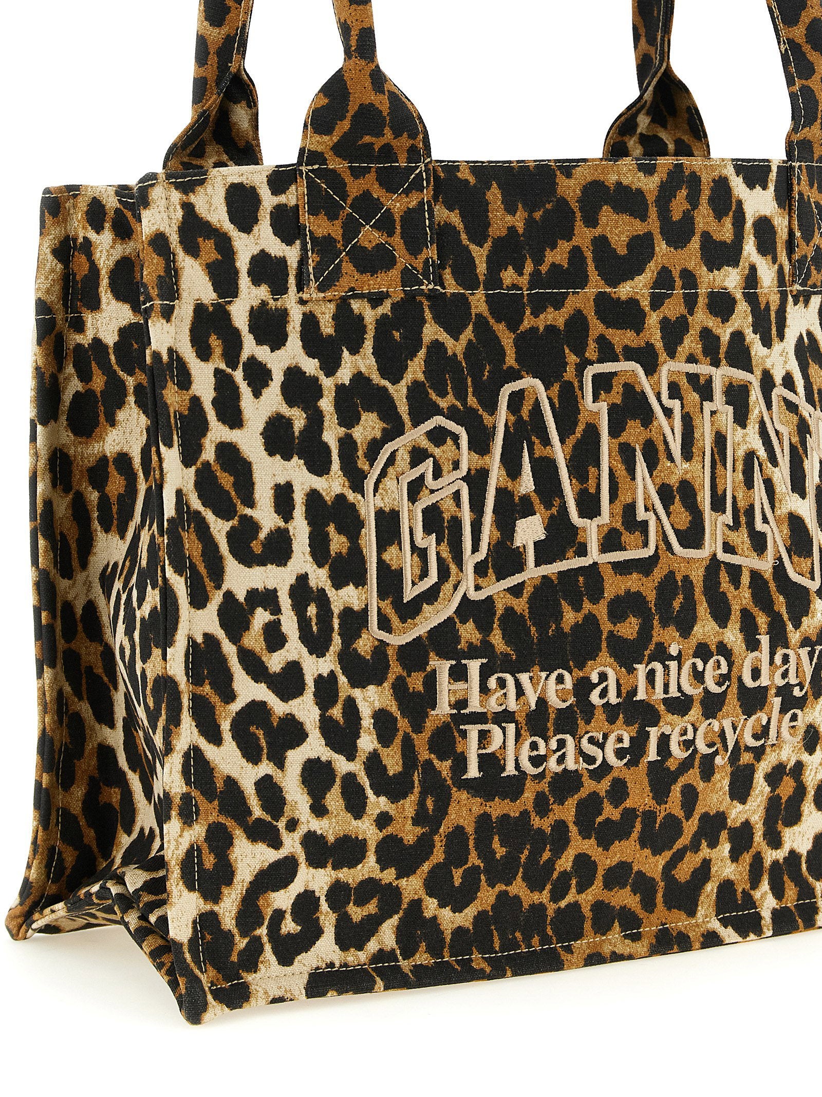 Ganni Leopard Large Shopping Bag