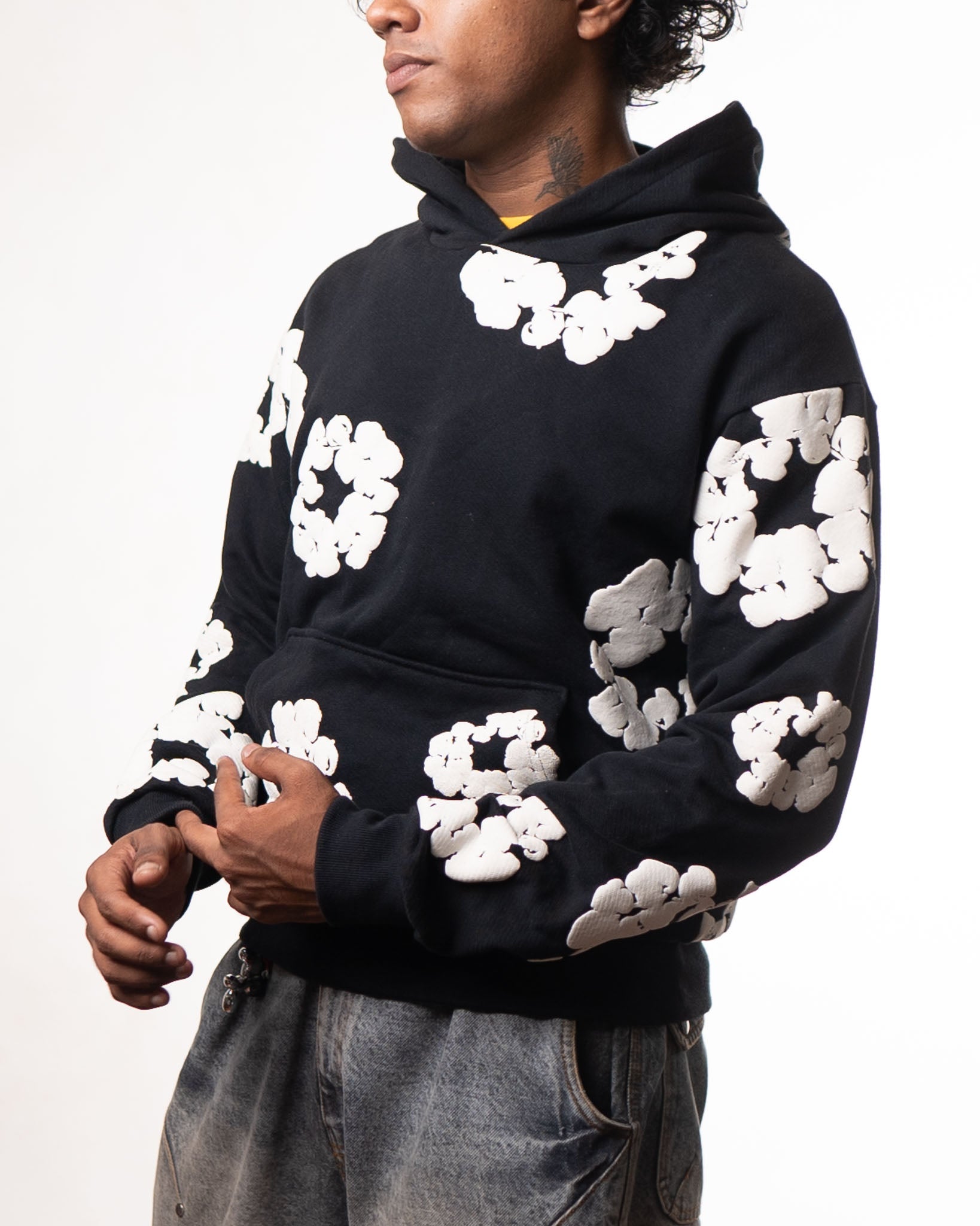 Denim Tears Black&White Floral Hoodie