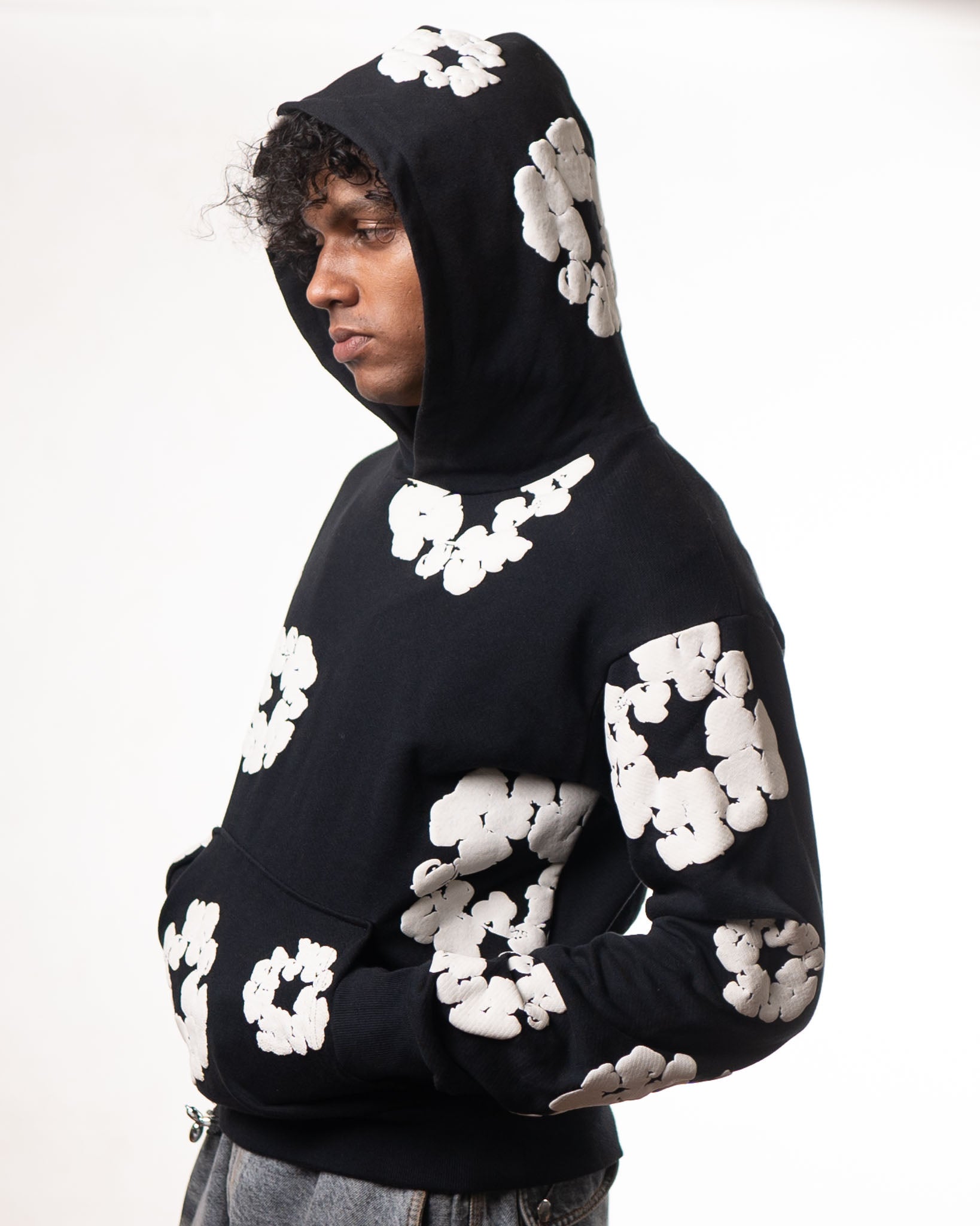 Denim Tears Black&White Floral Hoodie