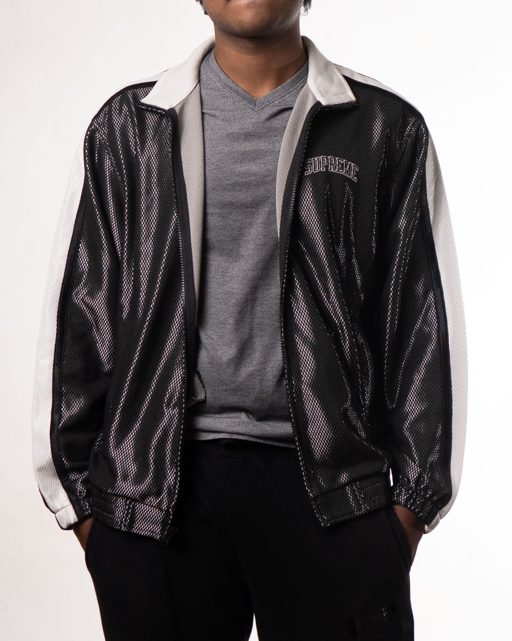 Supreme Black Bounded Mesh Track Jacket