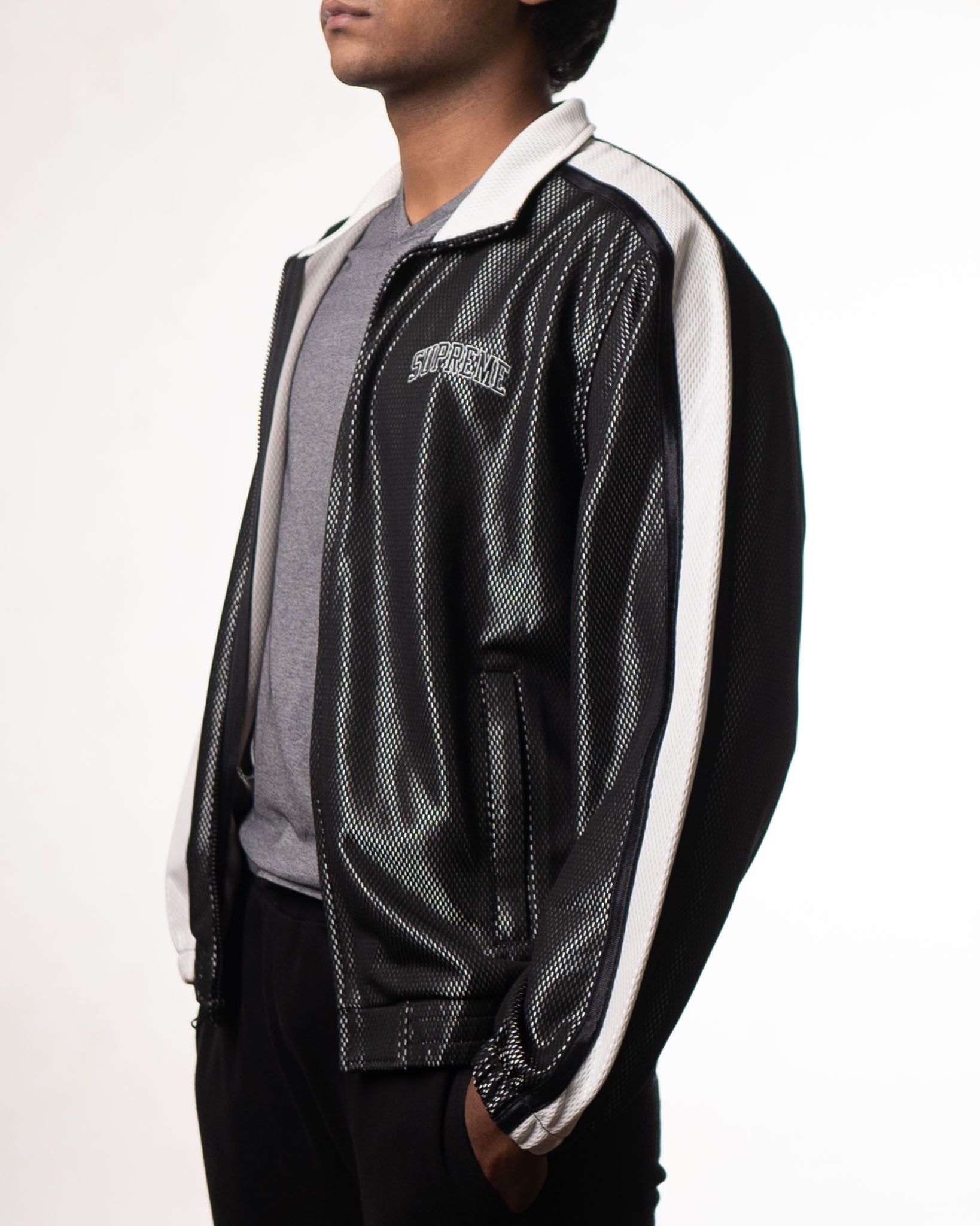 Supreme Black Bounded Mesh Track Jacket