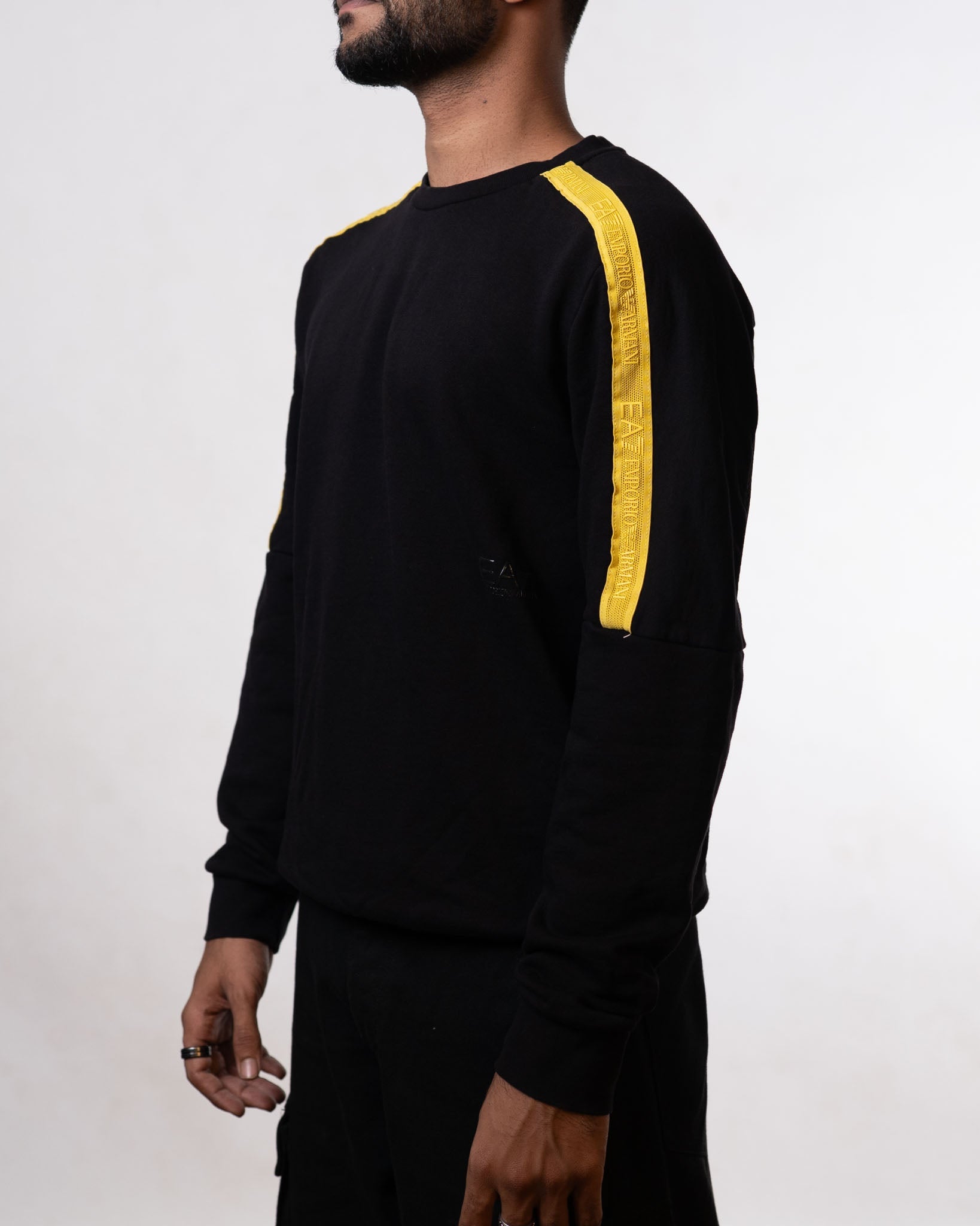 Emporio Armani Black Yellow stripe sweatshirt