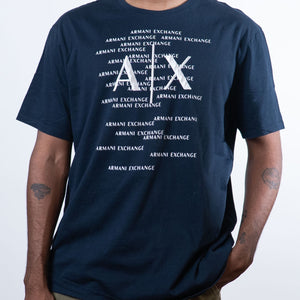 Armani Exchange Multiple Logo Navy Blue Tee