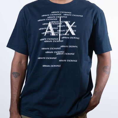 Armani Exchange Multiple Logo Navy Blue Tee
