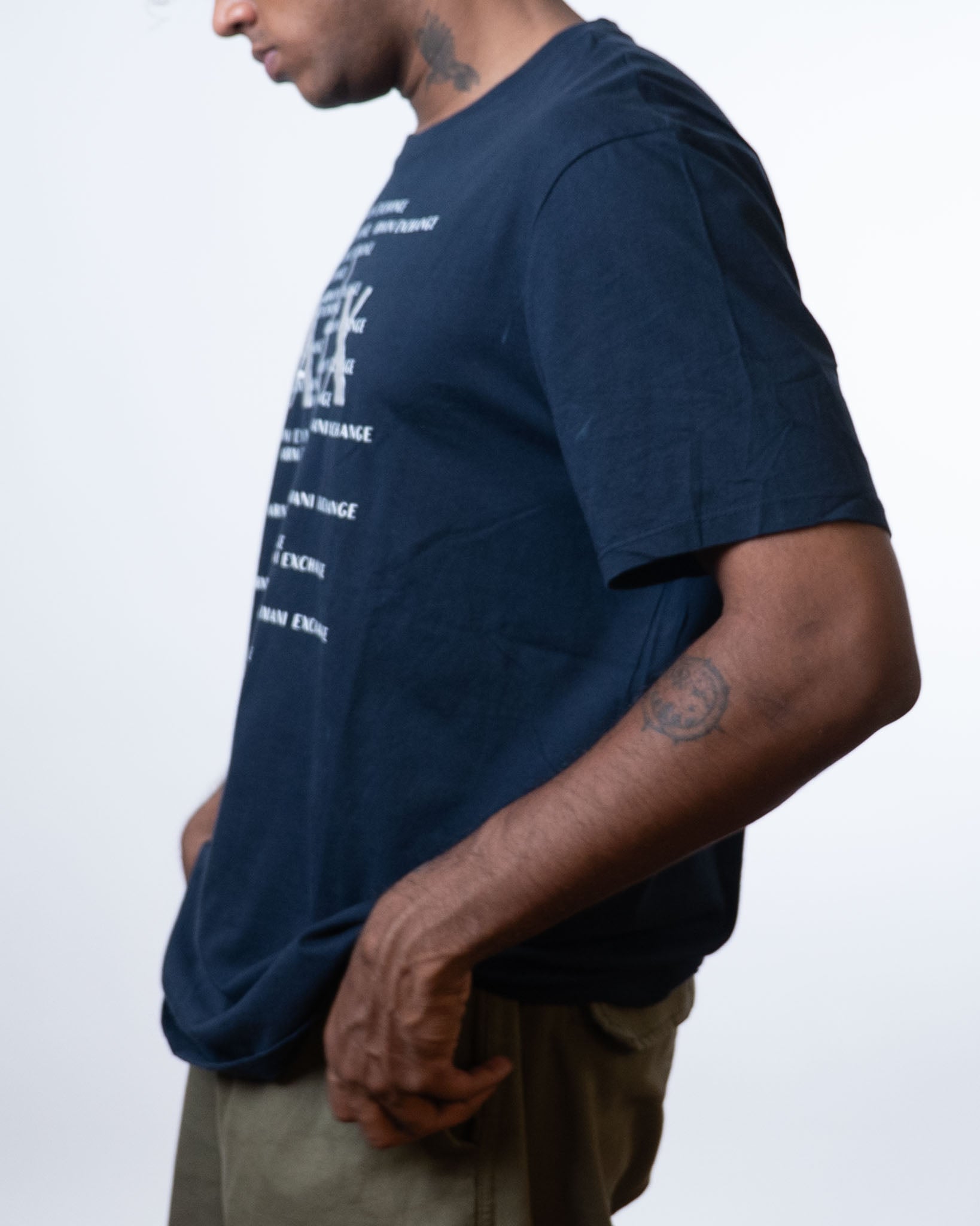 Armani Exchange Multiple Logo Navy Blue Tee