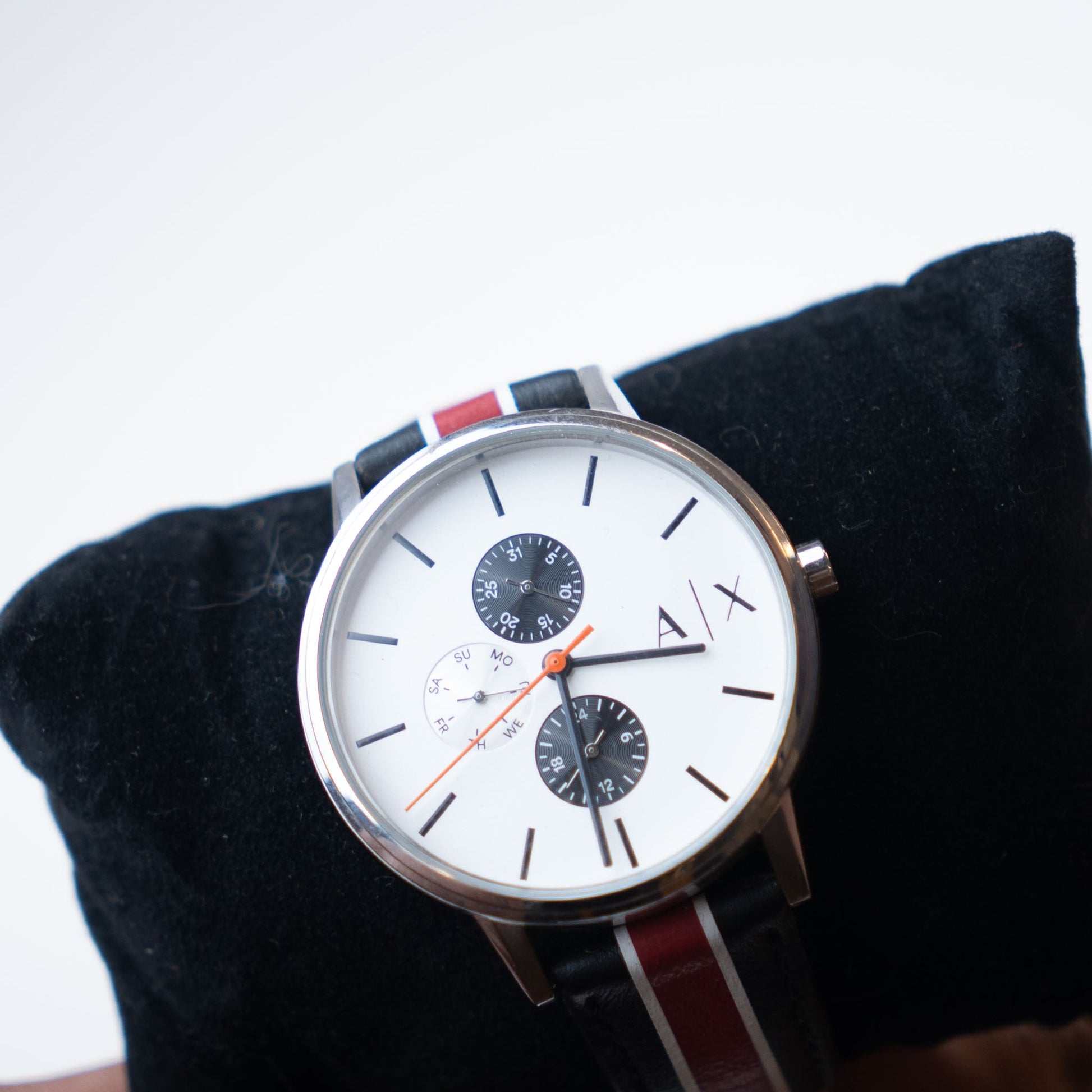 Armani Exchange Red/Black Strapped Watch