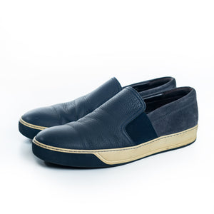 Lanvin Leather And Suede Slip-Ons