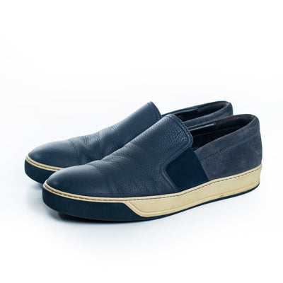 Lanvin Leather And Suede Slip-Ons