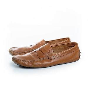 Tods Brown Leather Slip Loafers