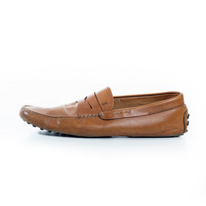 Tods Brown Leather Slip Loafers