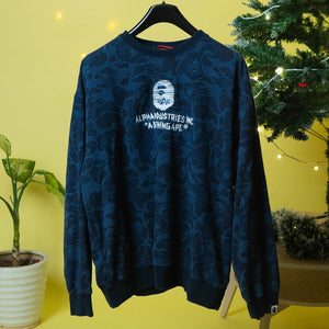 Bape x Alpha Industries Crewneck Sweater Navy