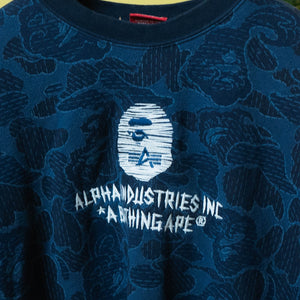 Bape x Alpha Industries Crewneck Sweater Navy