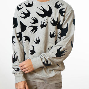McQueen Swallow Appliques Sweatshirt
