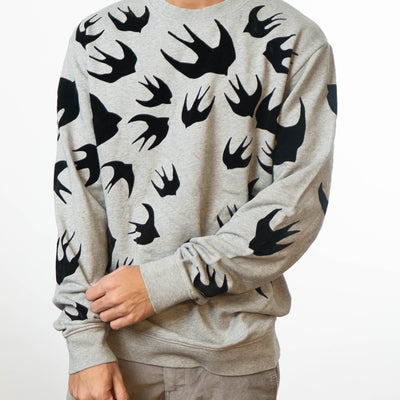 McQueen Swallow Appliques Sweatshirt