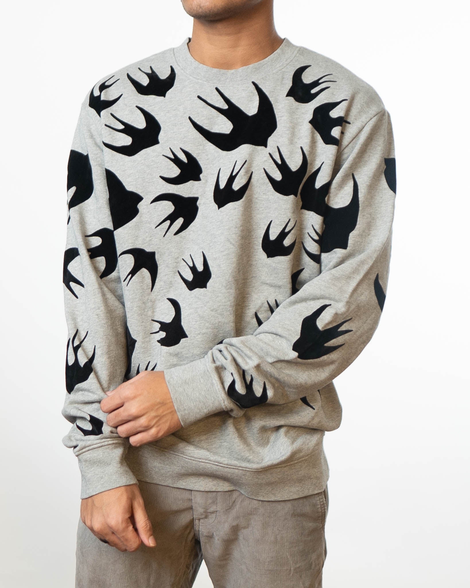 McQueen Swallow Appliques Sweatshirt