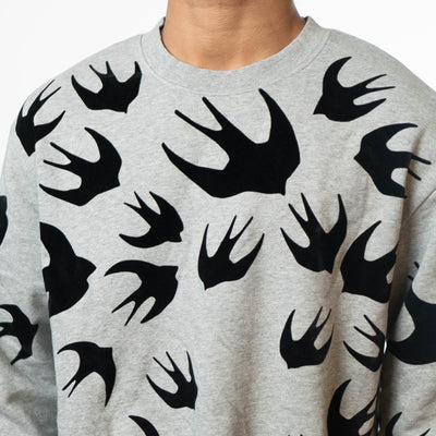 McQueen Swallow Appliques Sweatshirt