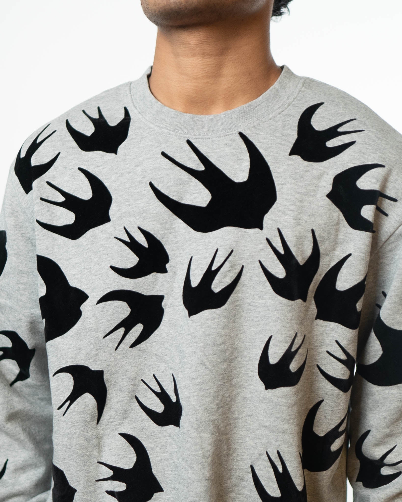 McQueen Swallow Appliques Sweatshirt