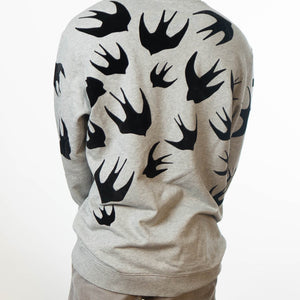 McQueen Swallow Appliques Sweatshirt