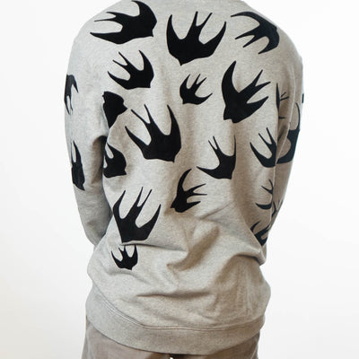 McQueen Swallow Appliques Sweatshirt