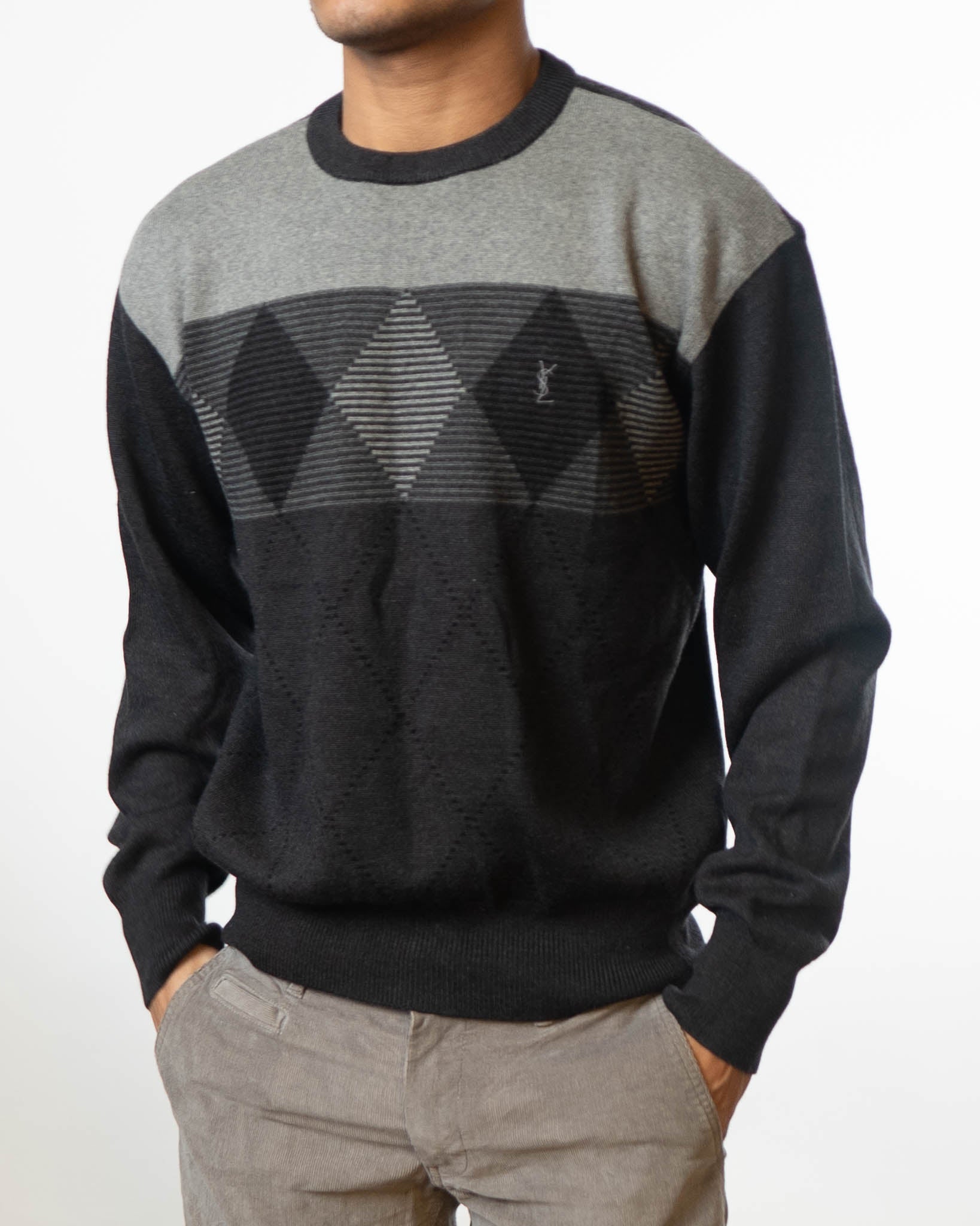 Yves Saint Laurent Vintage Black Grey Sweater