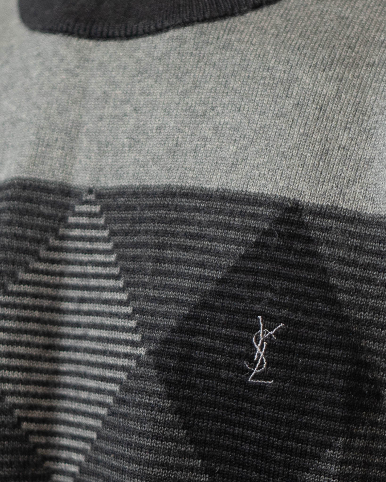 Yves Saint Laurent Vintage Black Grey Sweater