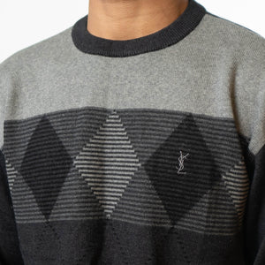Yves Saint Laurent Vintage Black Grey Sweater