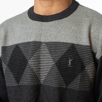 Yves Saint Laurent Vintage Black Grey Sweater