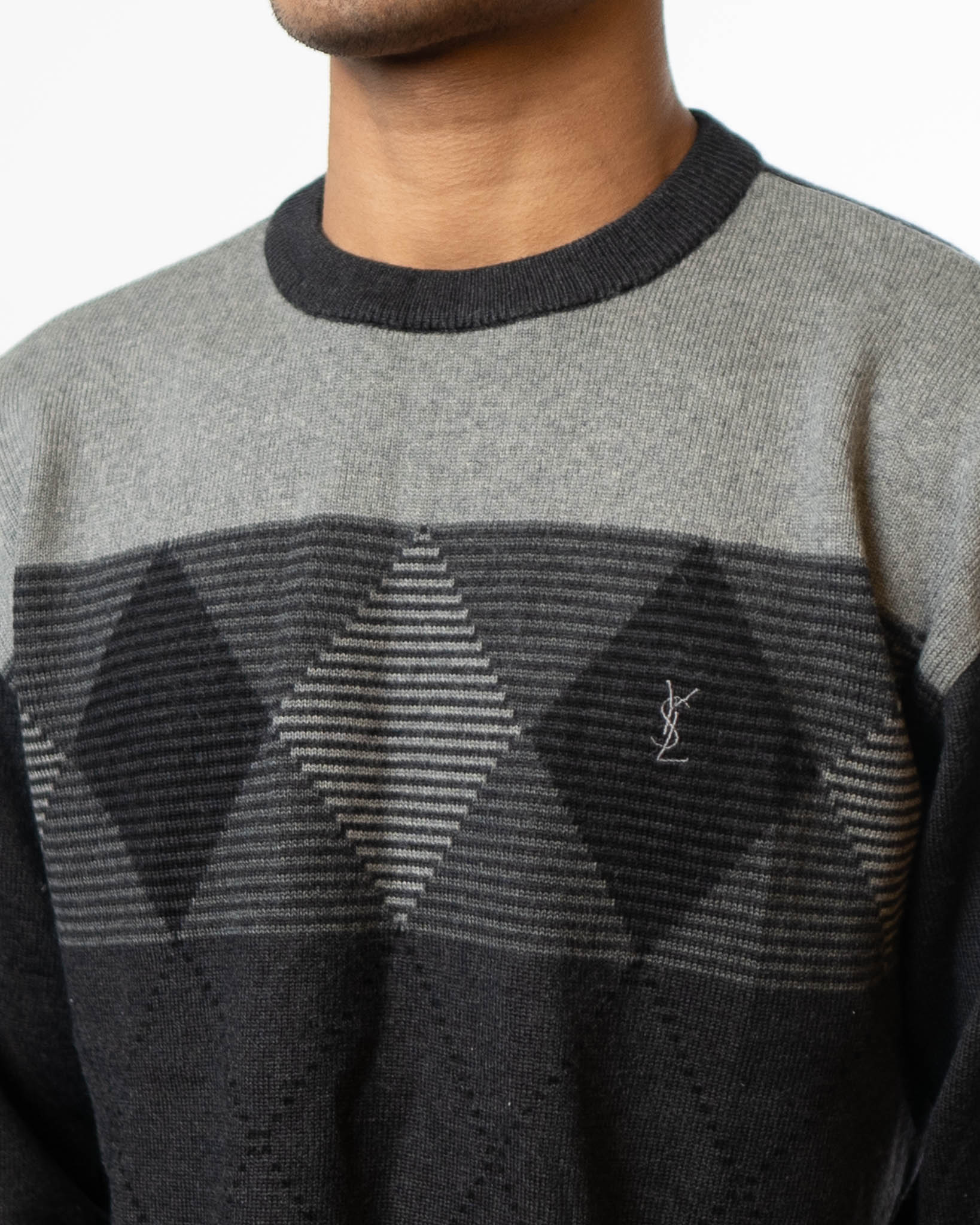 Yves Saint Laurent Vintage Black Grey Sweater