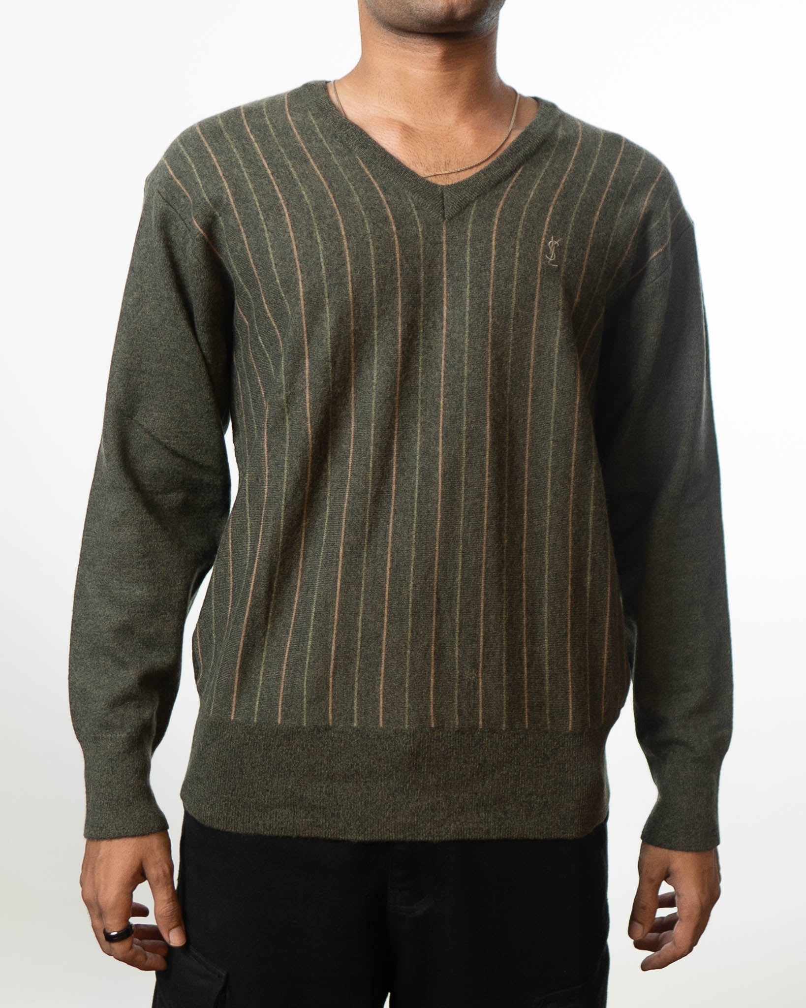 Yves Saint Laurent V-Neck Green Sweater
