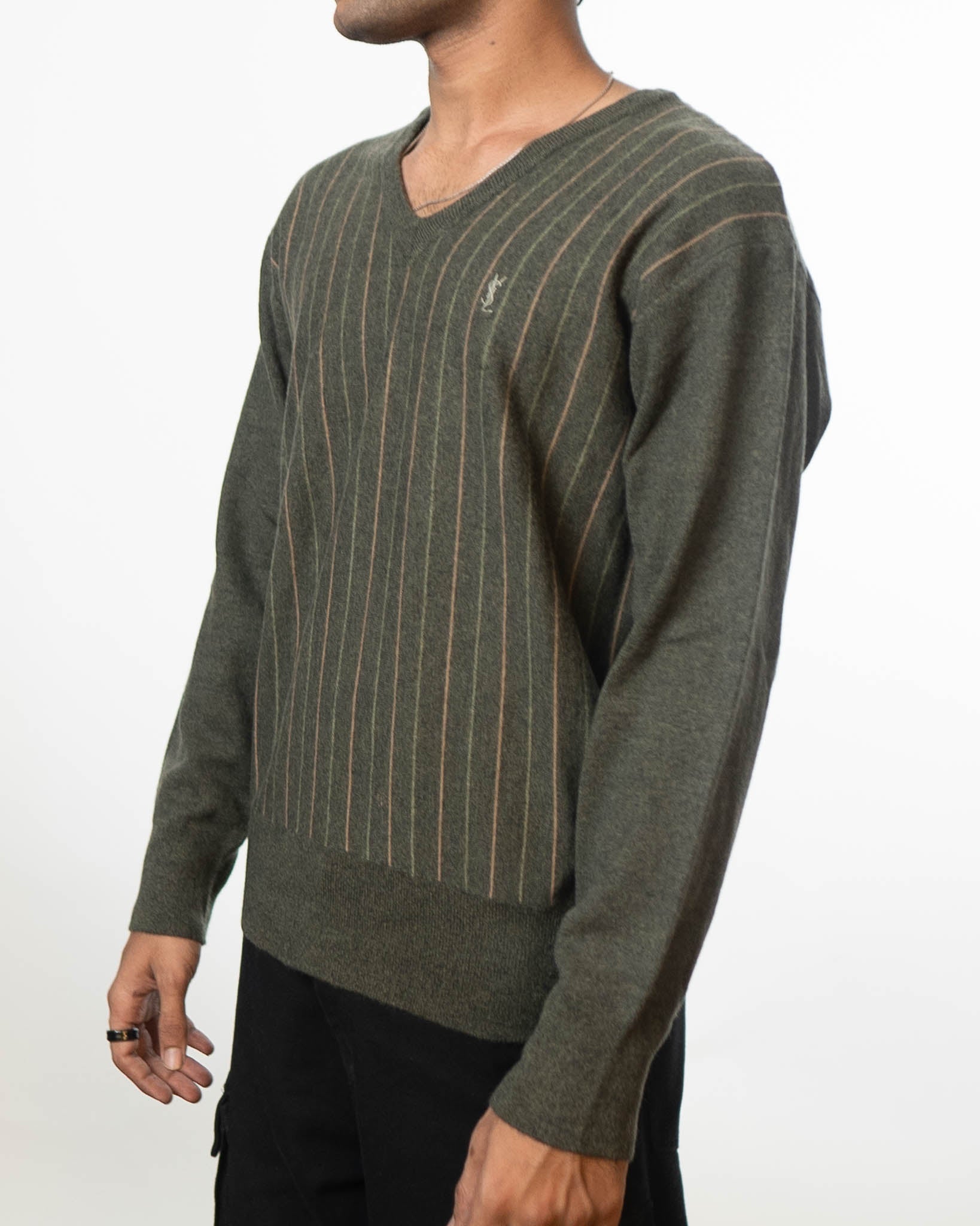 Yves Saint Laurent V-Neck Green Sweater