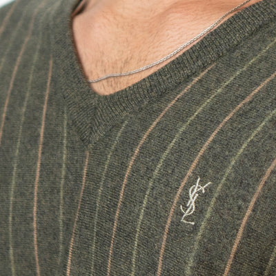 Yves Saint Laurent V-Neck Green Sweater