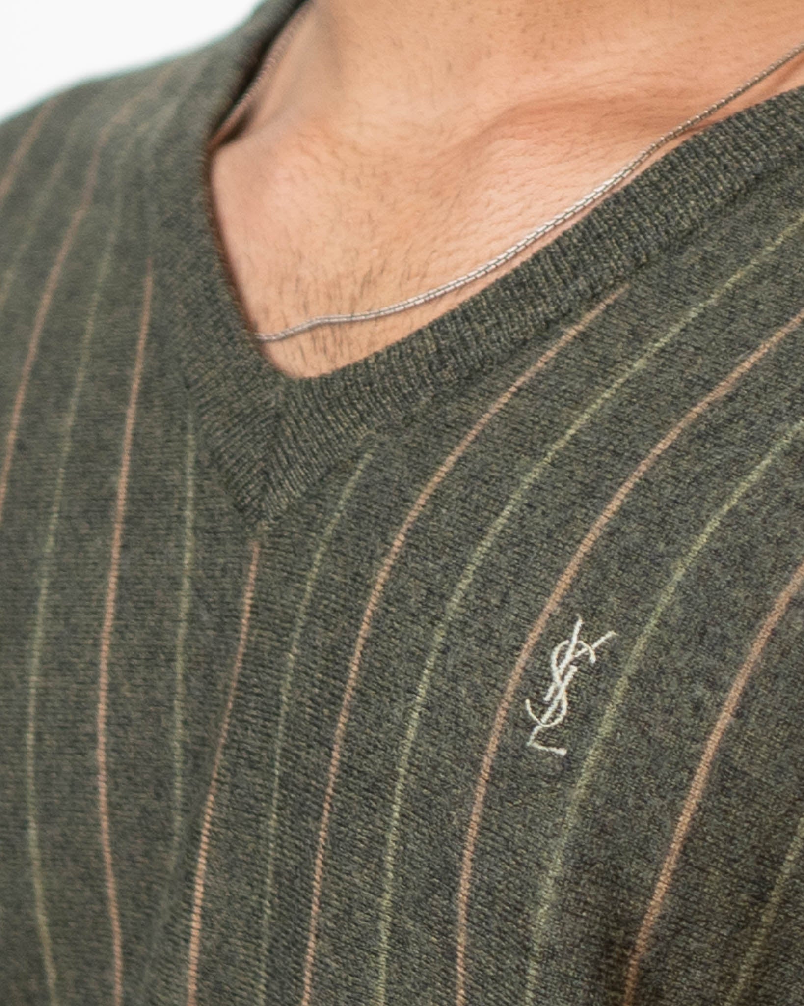 Yves Saint Laurent V-Neck Green Sweater