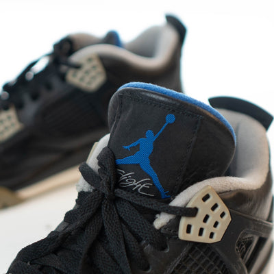 Nike Air Jordans 4  Black Leather Jordan 4 Retro Motorsports Alternate Sneakers